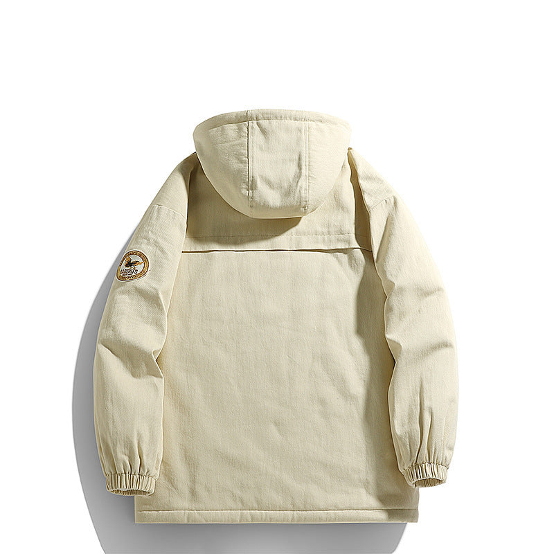 Herr Vadderad Canvas Parka med Sherpa Fleecefoder och Huva