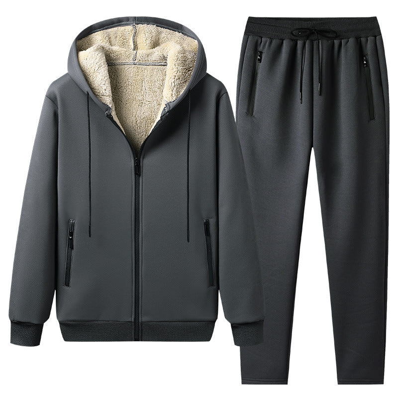Herr Sportig Fleece Jacka och Byxor Set