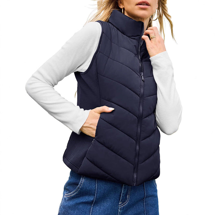 Dam vadderad waistcoat med hög ståkrage