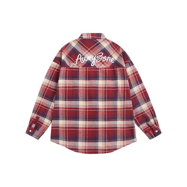 Dam Oversized Check Skjorta Jacka med Kimono Skärning, Dragsko Ties och Utanpåfickor