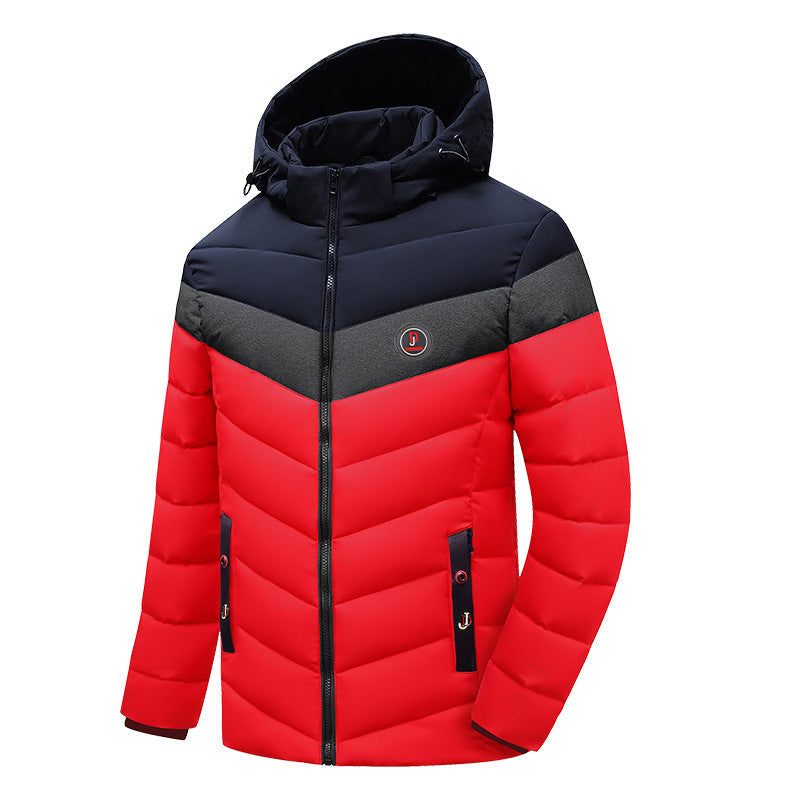 Herr Quiltad Anorak med Huva och Vadderad Chevron Isolering Jacka