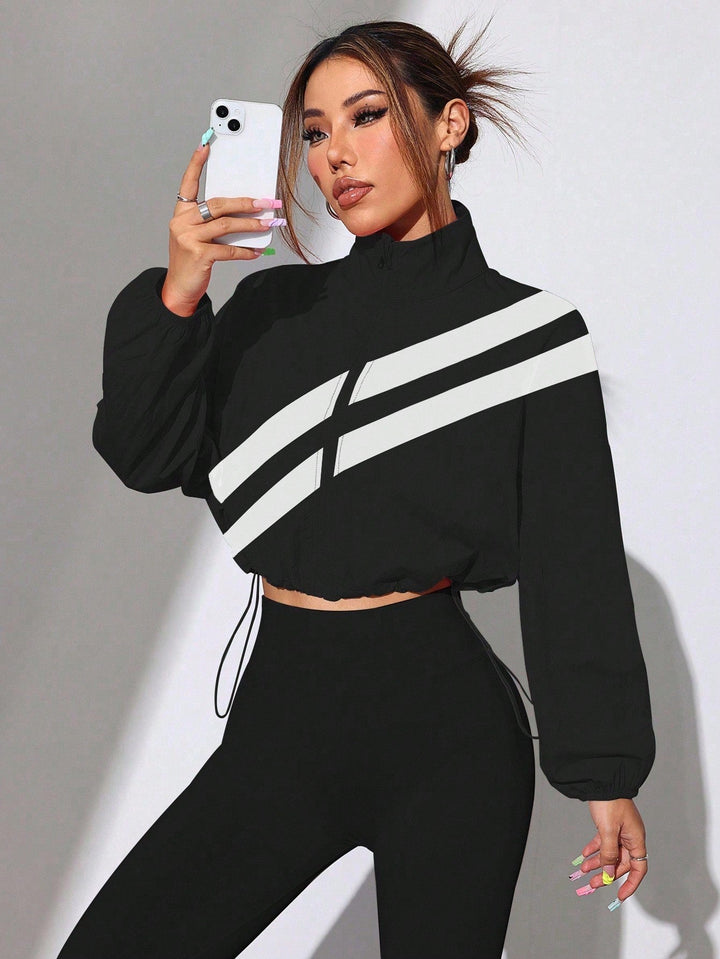 Dam Cropped vindjacka med hög krage och Drawstring