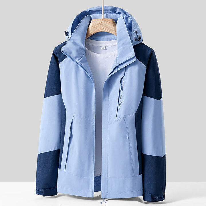 Unisex andningsbar softshell utomhusjacka in Colorblock design med justerbar huva och dold två-Way dragkedja
