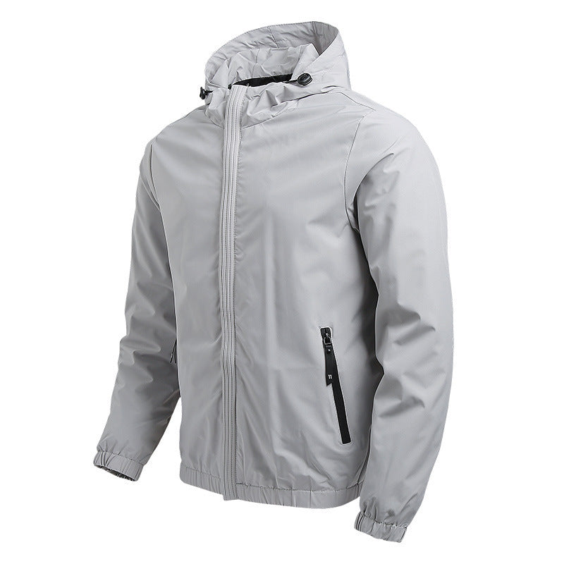 Herr Lätt med Huva Vindjacka med Water-Repellent Surface och Concealed Dragkedja
