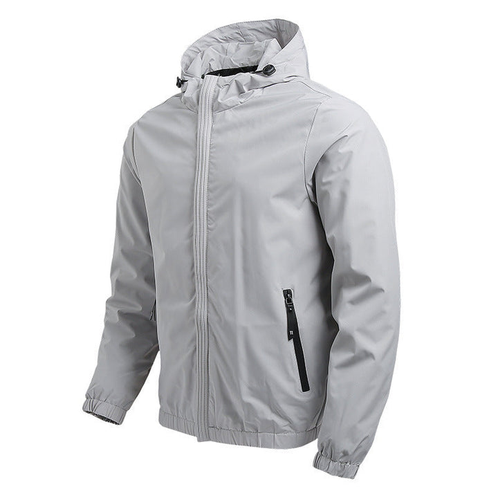 Herr Lätt med Huva Vindjacka med Water-Repellent Surface och Concealed Dragkedja