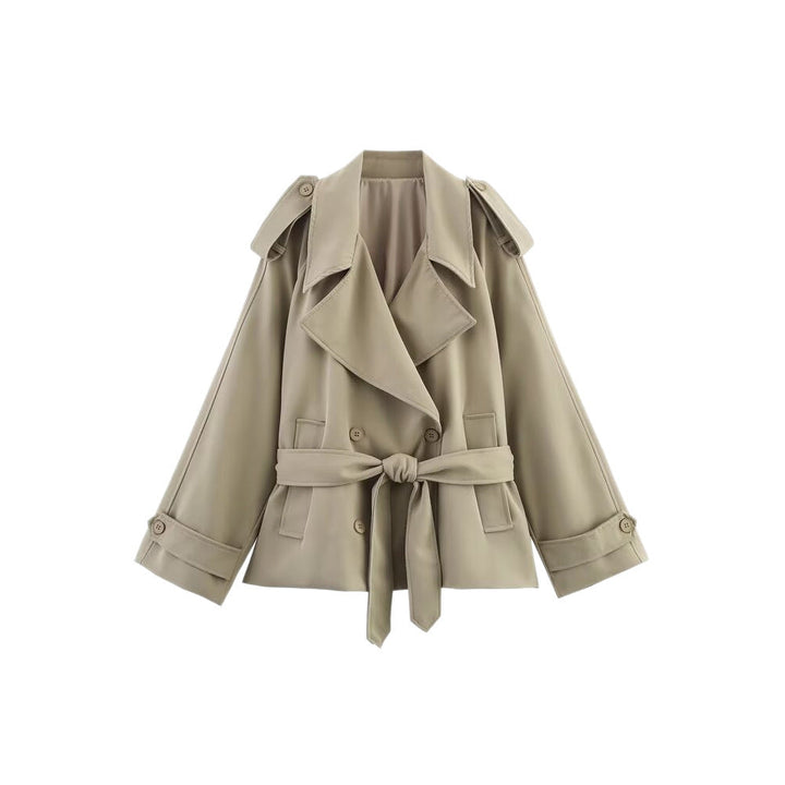Dam kort trenchcoat med Ties och Cape ärmar