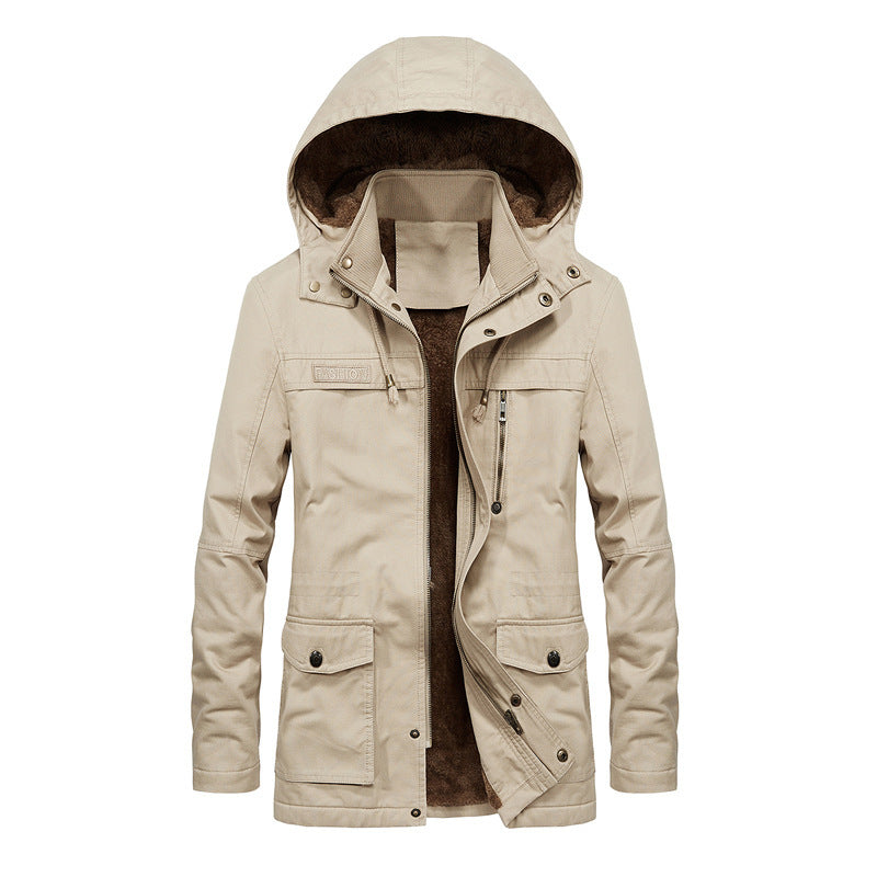 Herr Termisk Canvas Parka med Teddy Fleecefoder och Vind Lock