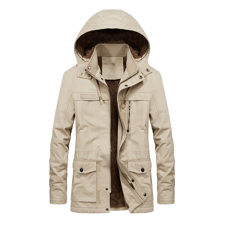Herr Termisk Canvas Parka med Teddy Fleecefoder och Vind Lock