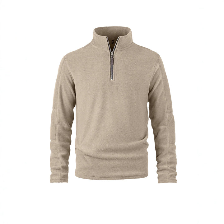 Herr Fleece Pullover med Halv Dragkedja och Ståkrage