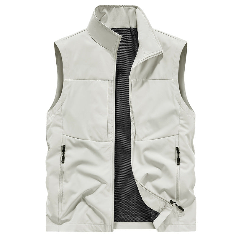 Herr Lätt Utomhus Utility Väst med Mesh Foder, Wind-Resistant Microfiber och Säker Dragkedjefickor