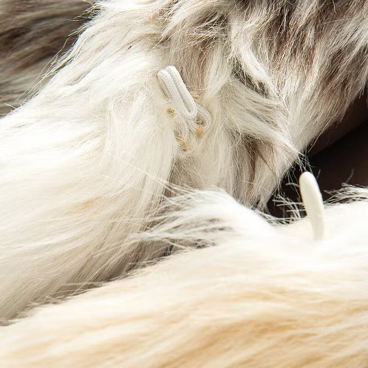 Dam kort jacka gjord faux fur med stand krage