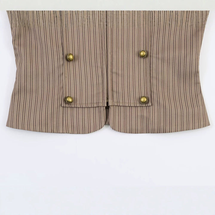 Dam Kort Skärning Military Inspired Jacka med Stå Krage och Double Dekorativ Knapp Row