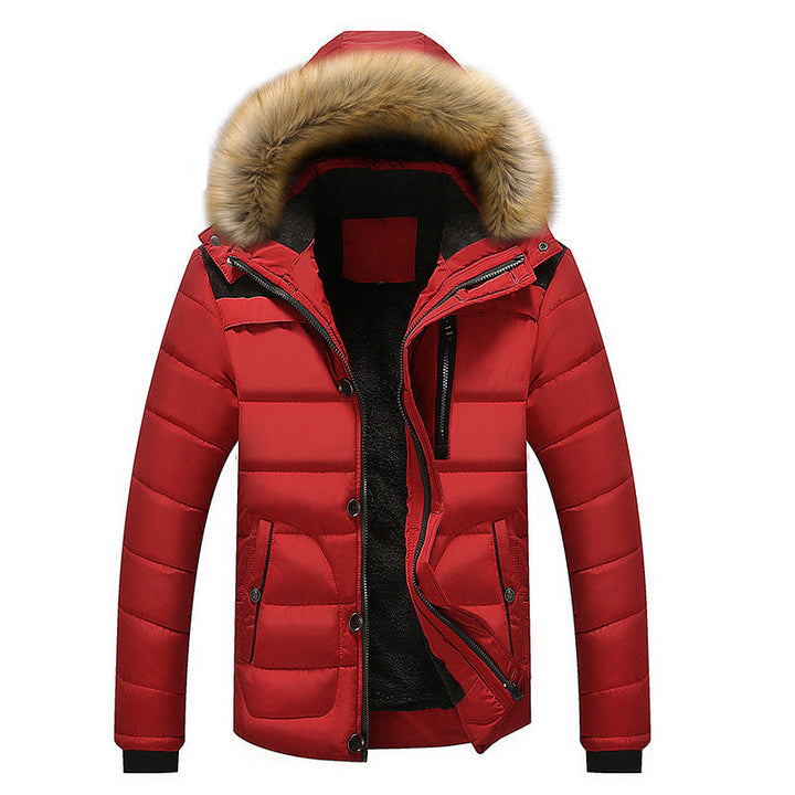 Herr Termisk Quiltad Parka med Huva, Faux Fur Trim och Fleecefoder