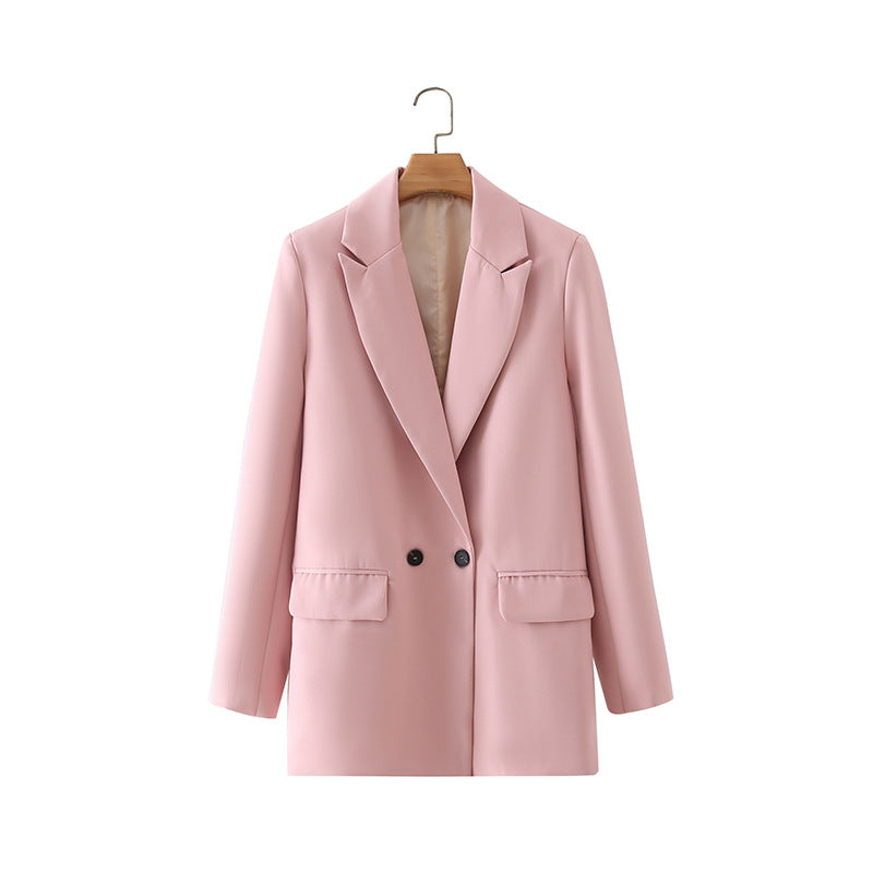 Dam figursydd lång blazer i oversized look med lapel krage och påsydda fickor