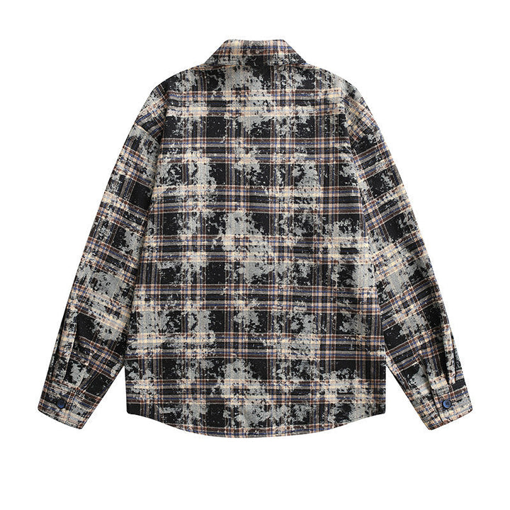 Dam oversize rutig skjortjacka med Vintage Effect och Breast fickor