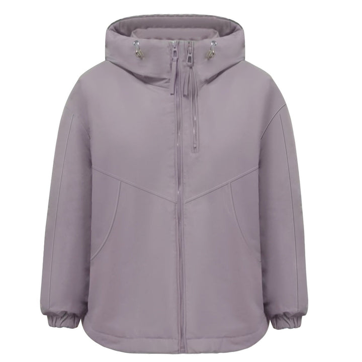 Dam vadderad Hooded jacka med Drawstring, Double Front dragkedja och elastiska muddar