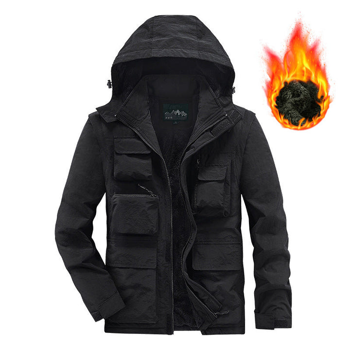 Herr Warming Multi-Function Parka med Teddy Fleecefoder, Huva och Utility Fickor