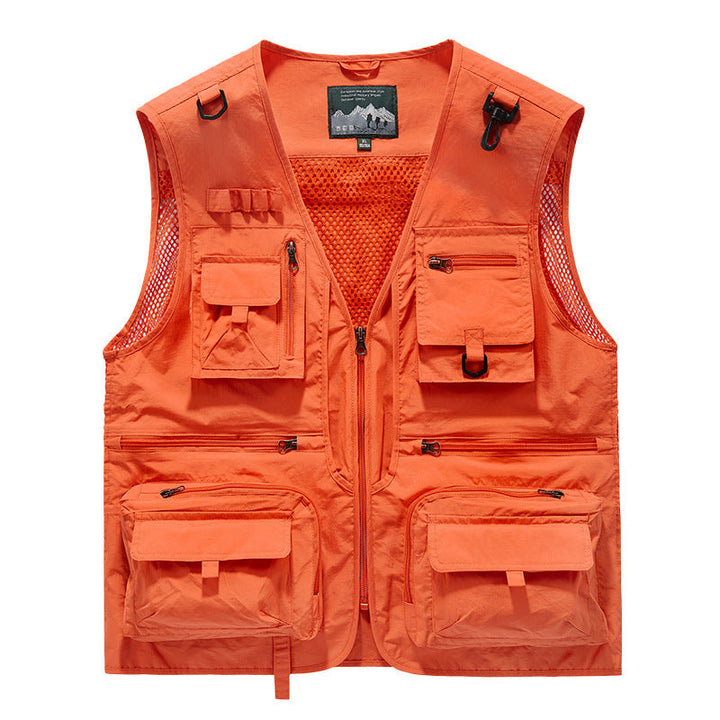 Unisex Multi-pocket utilityväst med Mesh Inserts och Front dragkedja