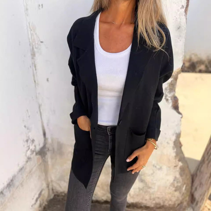 Dam casual oversize Blazer med Praktisk Fickor och Knapp Stängning
