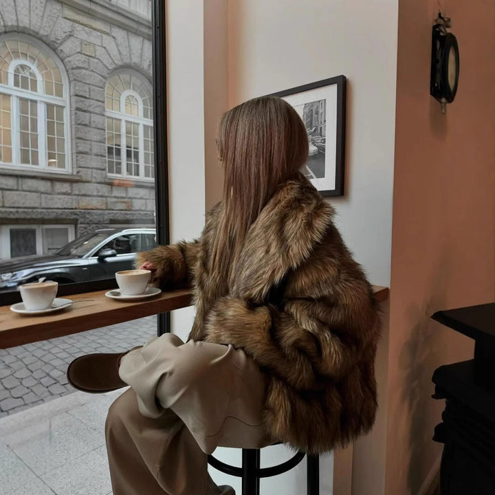 Dam Cozy Faux-Fur Jacka med mjuk Foder