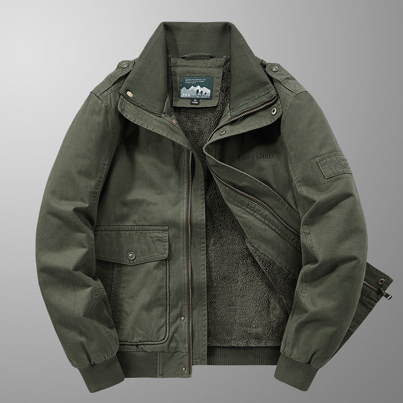 Herr Insulated Fält Blouson med Full Teddy Fleecefoder, Dold Zip Fram och Utility Fickor