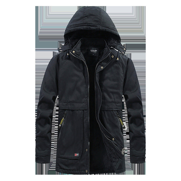 Herr Stad Parka i Canvas Look med Warming Teddy Fleecefoder och Huva