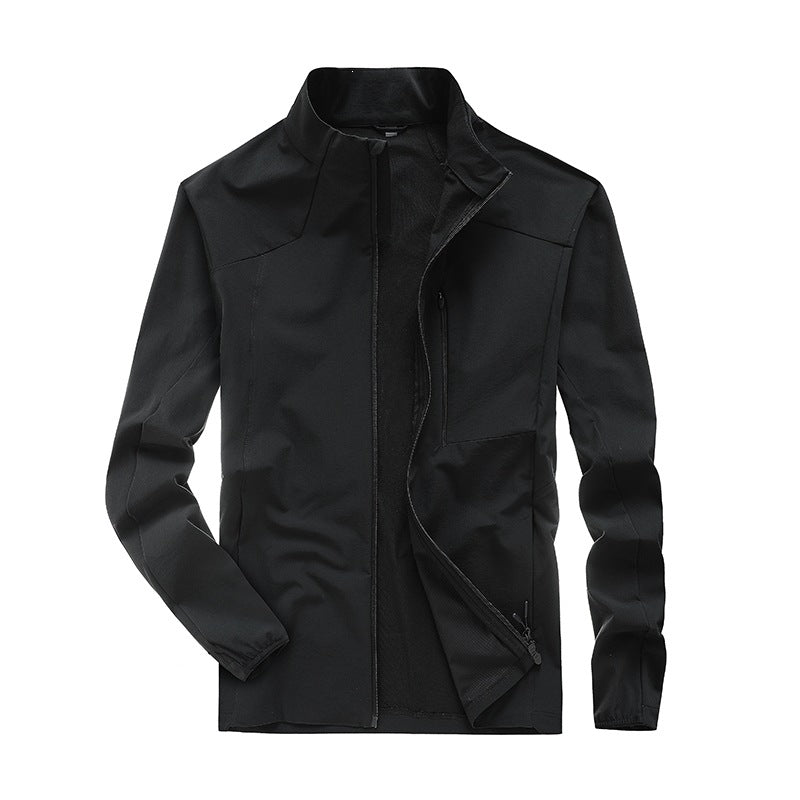 Herr Teknisk Softshell Jacka med Hög Ståkrage, Andningsbar Membran &amp; Minimalistisk Dragkedja Fickor