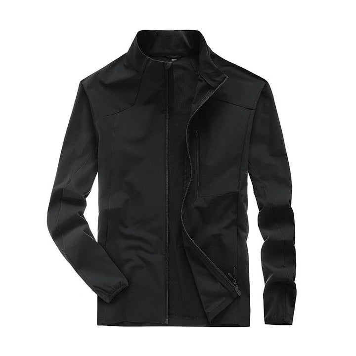 Herr Teknisk Softshell Jacka med Hög Ståkrage, Andningsbar Membran &amp; Minimalistisk Dragkedja Fickor
