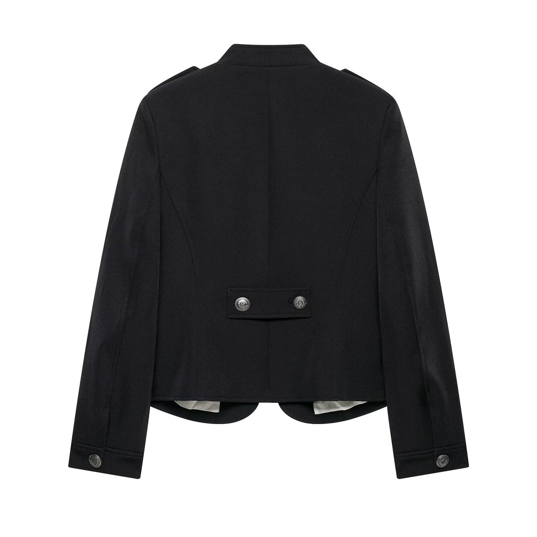 Dam Tailored Military Kort Jacka med Stå Krage och Double Row