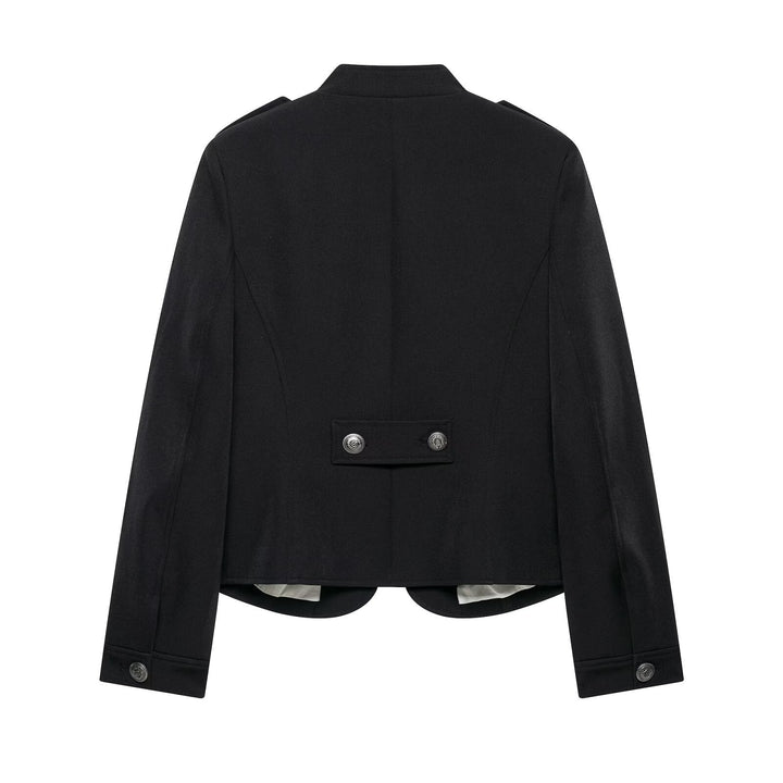 Dam Tailored Military Kort Jacka med Stå Krage och Double Row