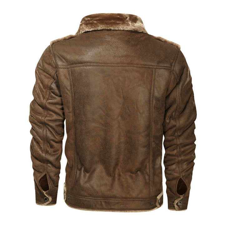 Herr Leatherette Flight Jacka med Teddyfoder och Asymmetrical Zip