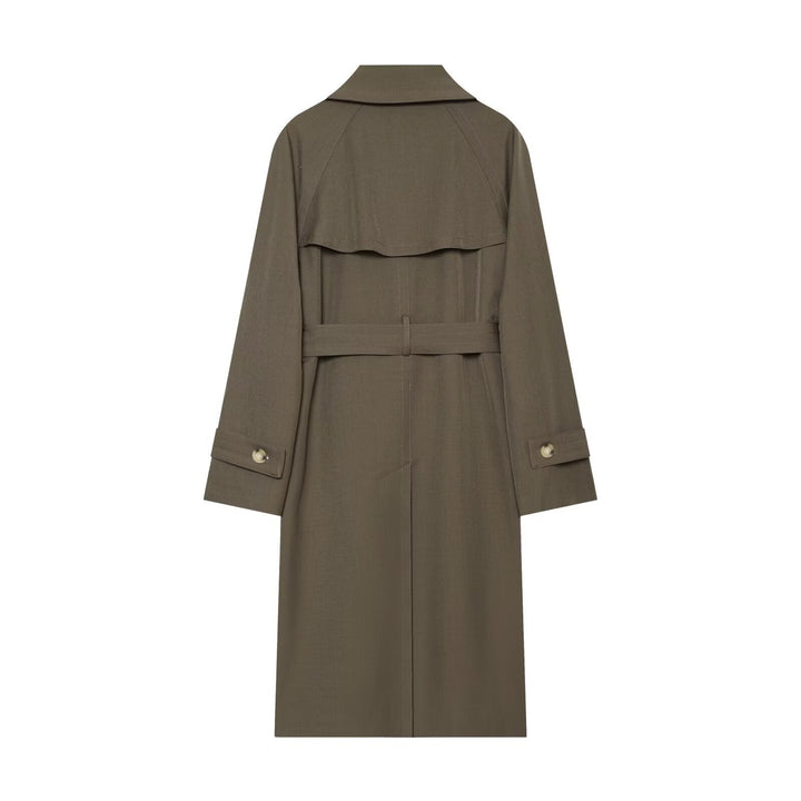 Dam lång Double-Breasted trenchcoat med midjebälte och Raglan ärmar