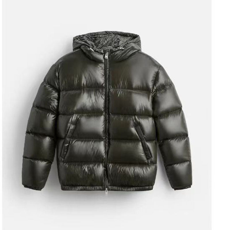 Dam oversize kviltad jacka med huva och Glossy Finish