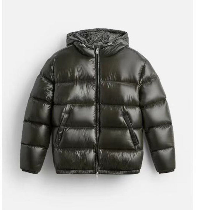 Dam oversize kviltad jacka med huva och Glossy Finish