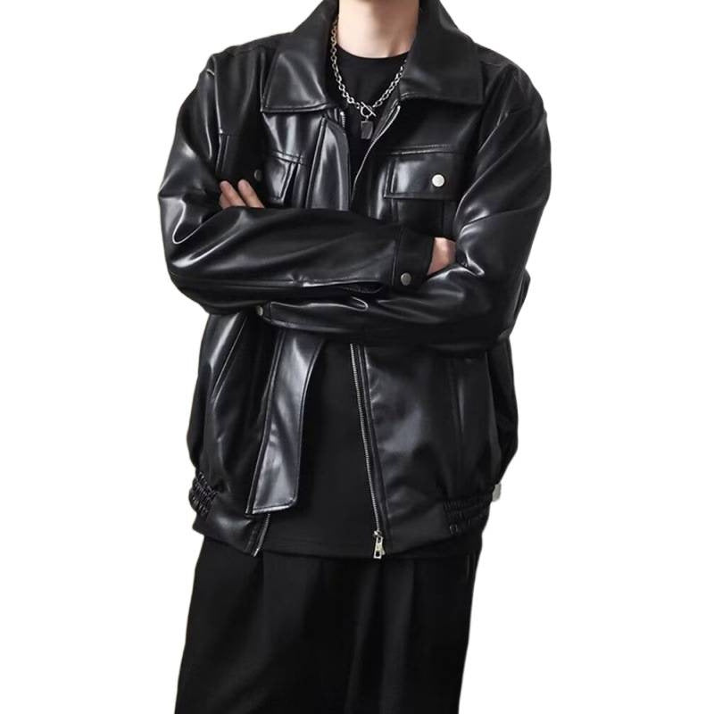 Herr Kort Cropped oversize fuskläder funktionsjacka med Bröst locks och hel dragkedja