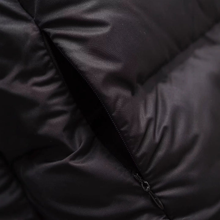 Dam Kort Quiltad Parka med Huva, Vattentät Dragkedja och Ribbed Muddar
