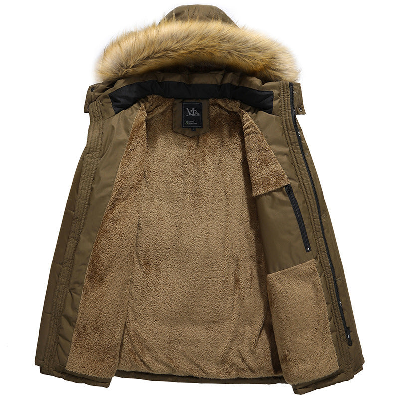 Herr Vattenavvisande Quiltad Parka med Huva, Faux Fur Trim och Teddy Fleecefoder