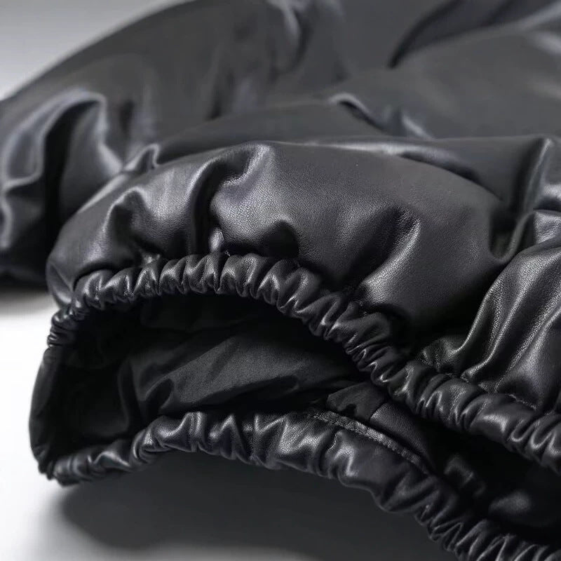 Dam Kort Vadderad Blouson Jacka i Boxig Look med Stå Krage och Elastic Nederkant