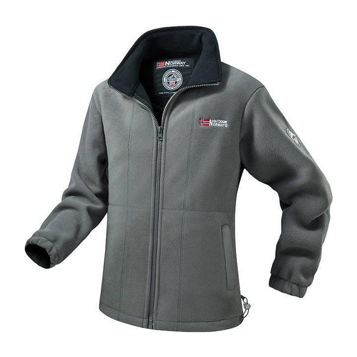 Herr Robust Trekking Fleece Jacka med Hög Ståkrage, Fullängd Dragkedja &amp; Praktisk Sidofickor