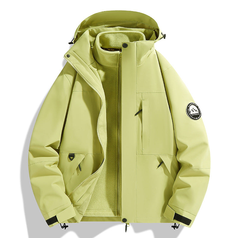 Dam två-layer softshell utomhusjacka med removable fleece inner jacka och huva