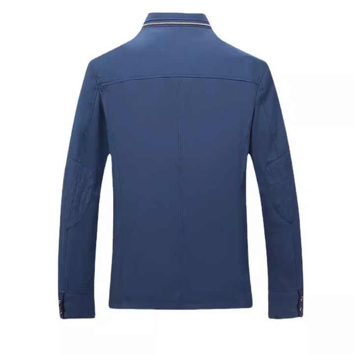Herr Lätt Canvas Fältjacka med Stående Krage och Combined Zipper-Button Fram