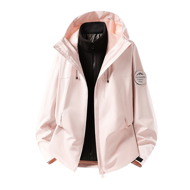Herr Two-Piece Vattentät Frilufts Jacka med Avtagbar Fleece Inner Jacka och Tätad Sömmar