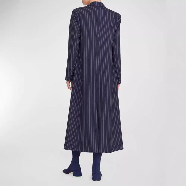 Dam oversize lång modell kappa in Pinstripe look med Slit och Flap fickor