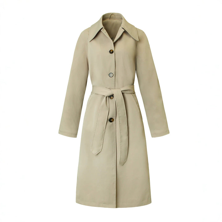 Dam trenchcoat med knytband, figurnära skärning och skjortkrage