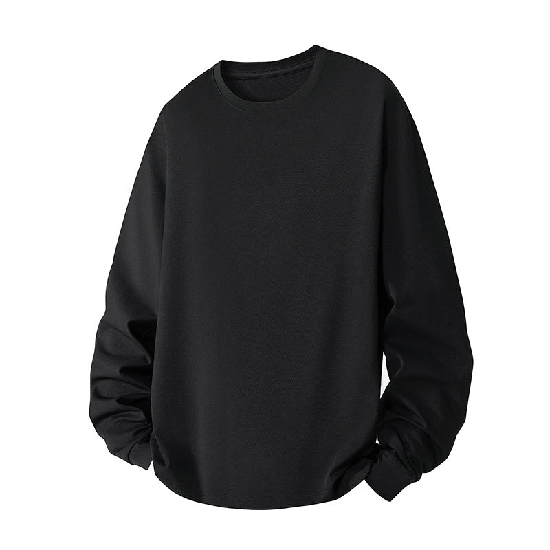 Herr Oversized College-Tröja Gjord av Bomullsblandning med Round Neckline och Ribbstickade Muddar