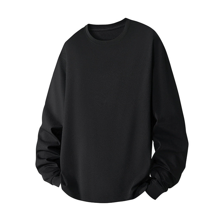 Herr Oversized College-Tröja Gjord av Bomullsblandning med Round Neckline och Ribbstickade Muddar