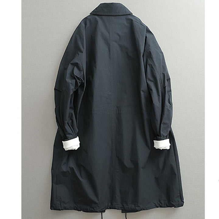 Dam oversize trenchcoat gjord andningsbar bomull blend tyg med hidden knappslå