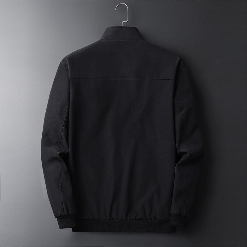 Herr Lätt Softshell Blouson Jacka med Stående Krage, Dragkedjefickor och Ribbad Muddar