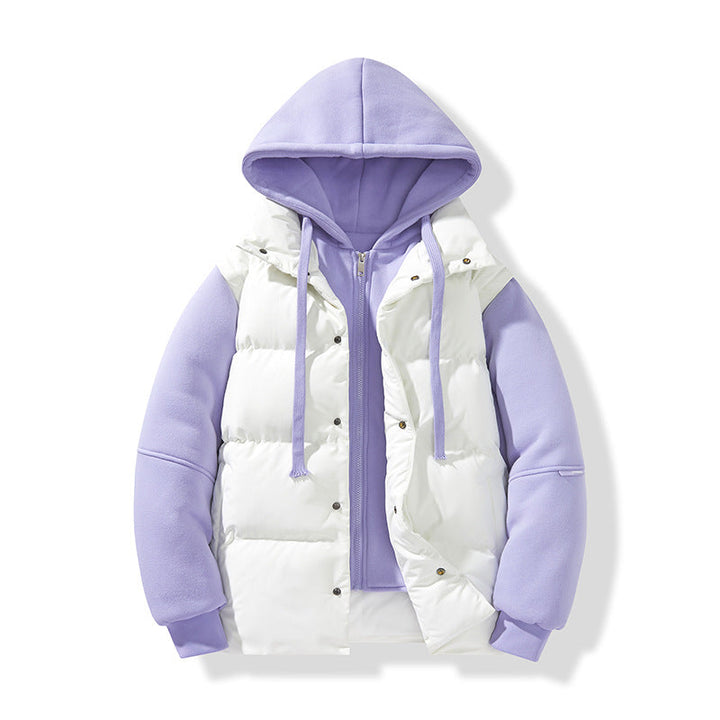 Herr hybrid quiltad jacka med integrerad huva fleece inner lager