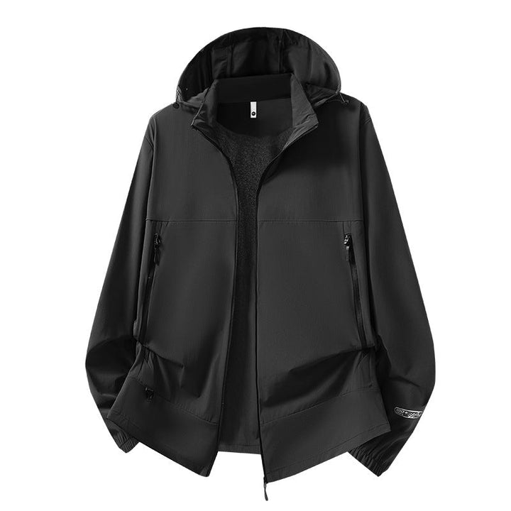 Herr Lätt Softshell Övergångsjacka med Huva, Vind och Vattenavvisande Skal &amp; Justerbar Dragsko Fåll